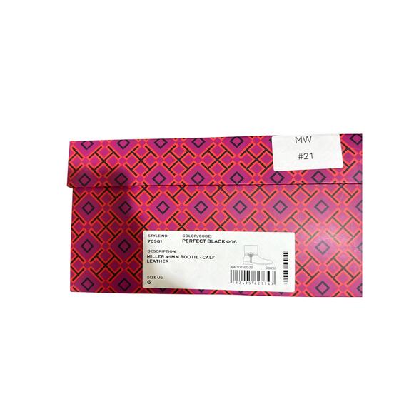 Tory Burch Miller Bootie in Black Leather Logo Zip Ankle Boot New in Box Size 6 - Picture 5 of 10